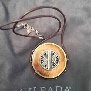 Silpada Bronze, sterling silver and leather necklace